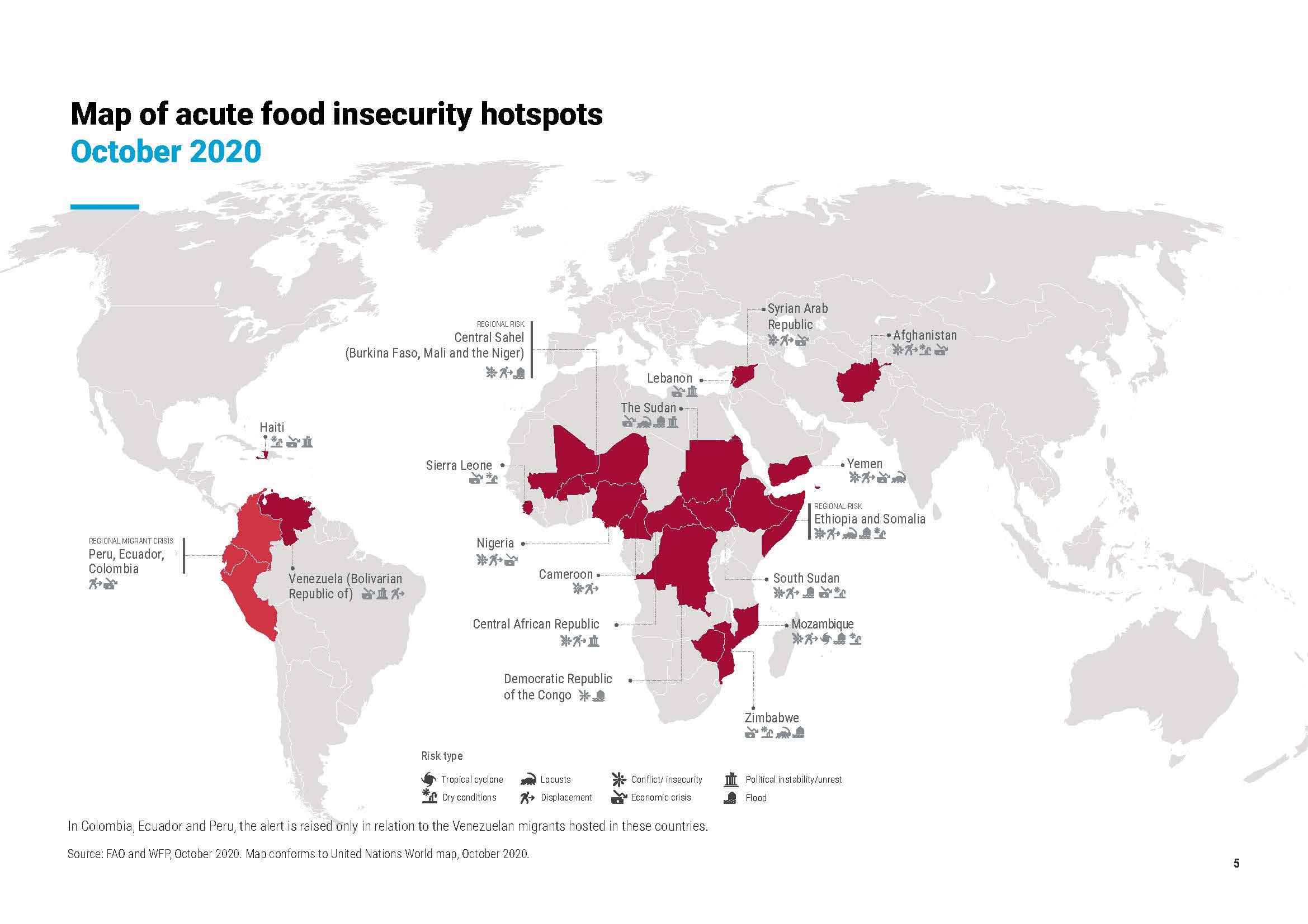 Die Karte zeigt, wo Menschen derzeit akute Ernährungsunsicherheit erleben