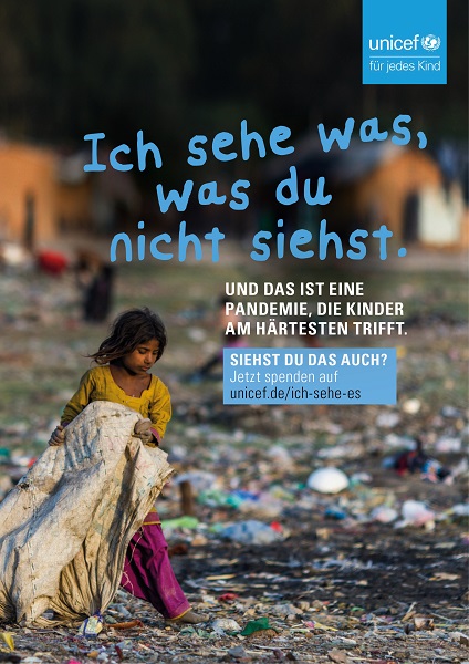 Keyvisual Kampagne UNICEF zu den Folgen der Corona-Pandemie für Kinder