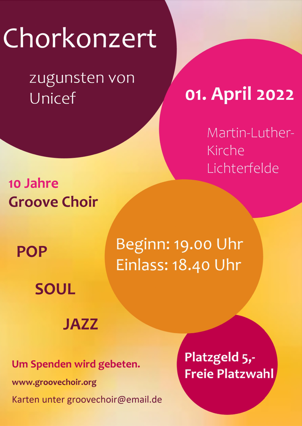 Benefizkonzert von Groove Choir für UNICEF © Groove Choir Benefizkonzert von Groove Choir für UNICEF © Groove Choir