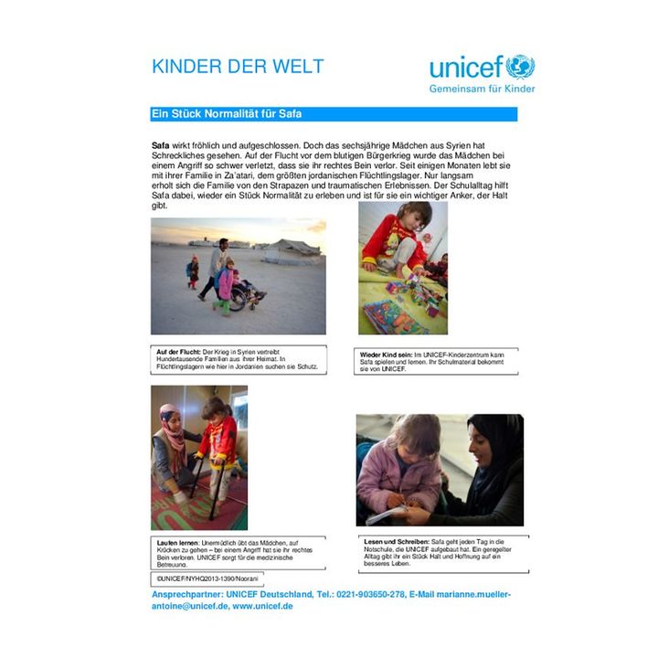 Unterrichtsmaterial Flüchtlingskinder Safa Syrien Vorschau