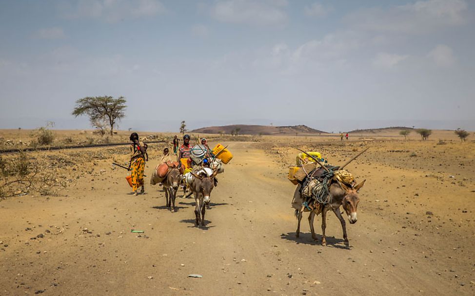 El Niño Äthiopien: Eine Familie auf der Suche nach Wasser.