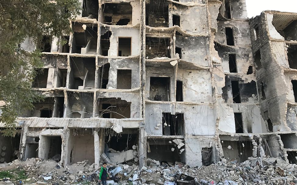 Syrien: Diese Häuserfront in Aleppo ist komplett zerstört