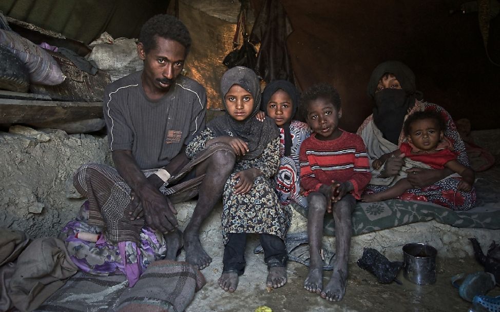 Jemen: Eine sechsköpfige Familie wohnt in diesem provisorischen Lager