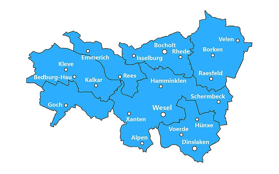 Karte Großraum Wesel