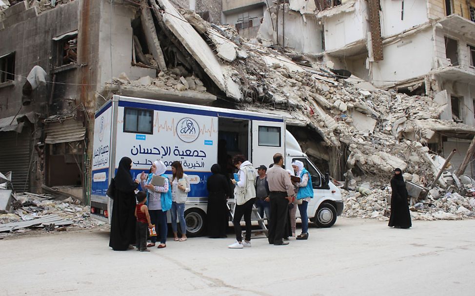 Syrien-Krieg: Mobile Klinik von UNICEF und Partnern in Aleppo