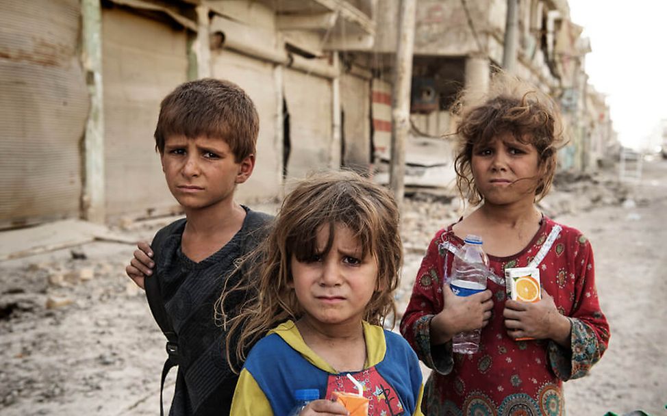 Gruppe Flüchtlingskinder im Irak