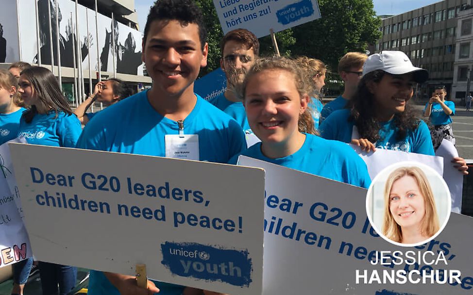 UNICEF-Aktion zum G20-Gipfel mit engagierten Jugendlichen