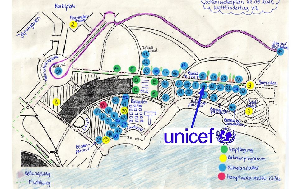 Lageplan von UNICEF im Seepark © UNICEF