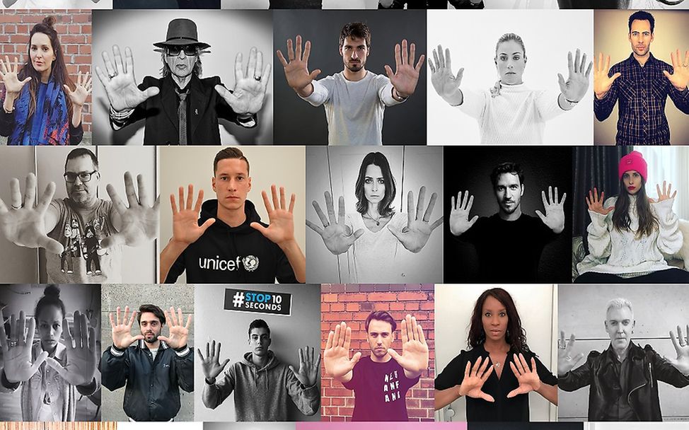 Collage der #Stop10Seconds-Teilnehmer.