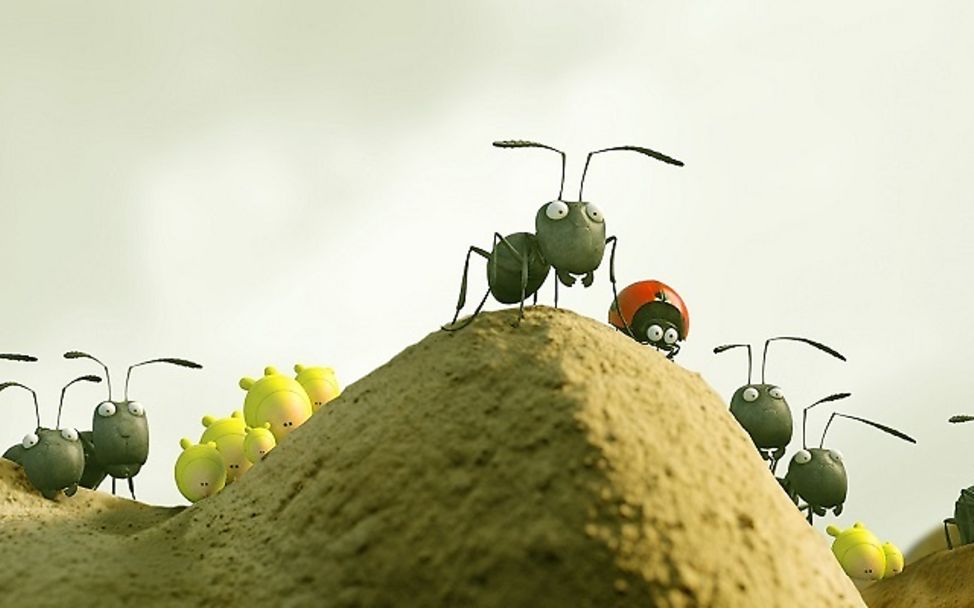 Ameisen und Marienkäfer in der Natur