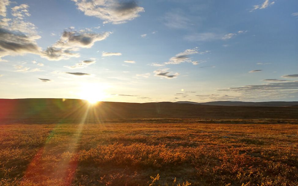 Nordkap-Wanderer Lukas Bion: Sonnenaufgang über dem Feld