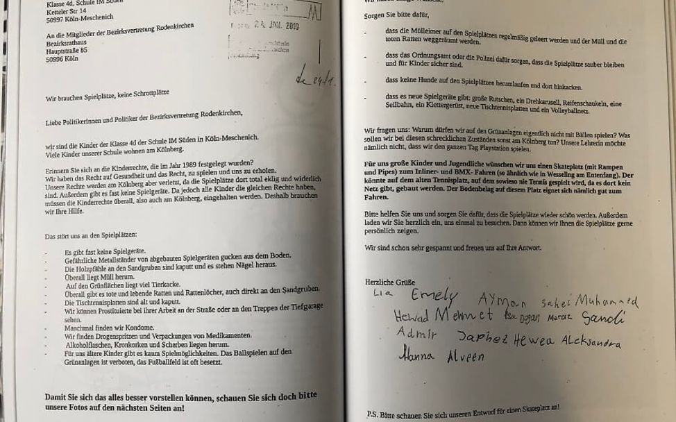 WDR-Kinderrechtepreis 2020: Brief an die Bezirksvertretung.