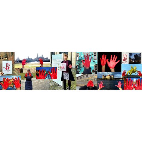 RED HAND DAY am 12.02.2022 - Aktion in Dresden