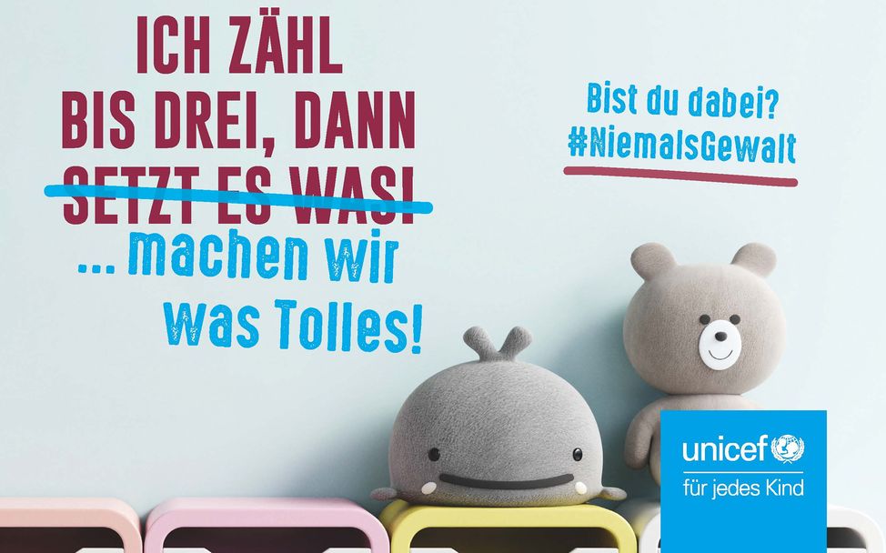 UNICEF-Postkarte: Ich zähl bis drei, dann machen wir was Tolles!