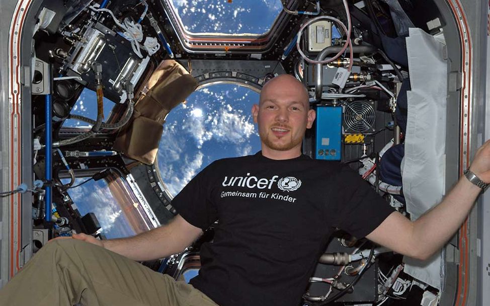 70 Jahre UNICEF Deutschland: Der Astronaut Alexander Gerst während seines Einsatzes auf der ISS.