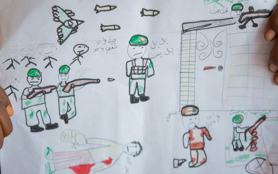Sudan: Von einem Kind gemaltes Bild zeigt die Gewalt 