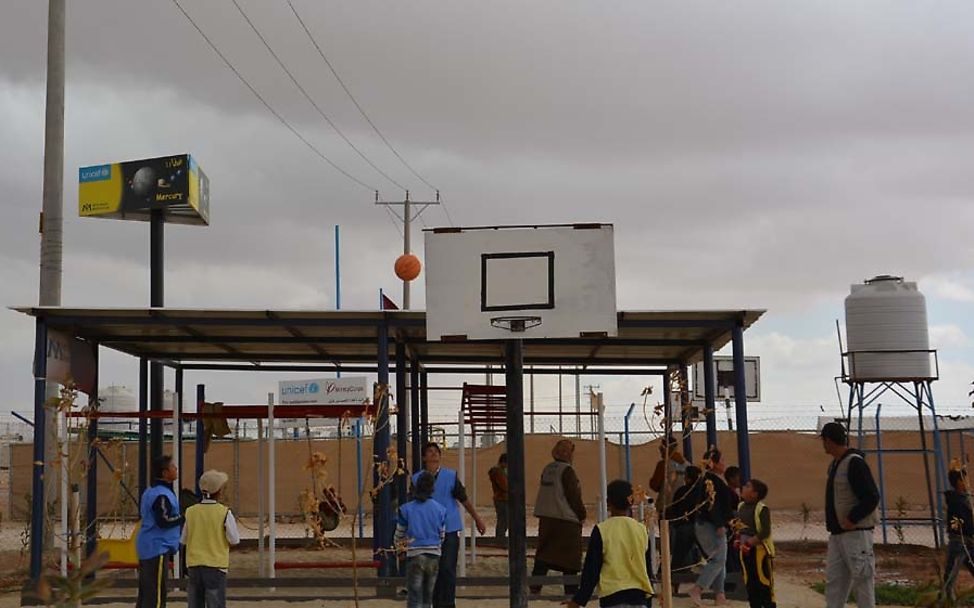 Basketballplatz im Za'atari Flüchtlingscamp