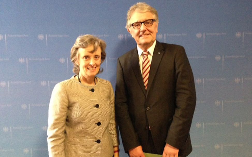 Marta Santos Pais mit Christoph Strässer, Menschenrechtsbeauftragter