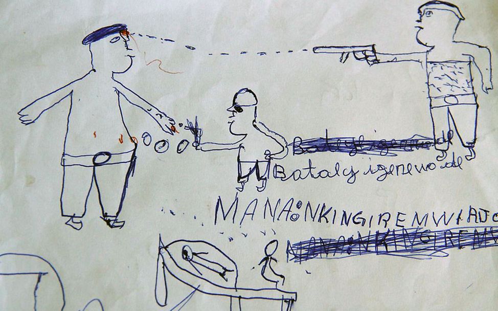 Kinderzeichnung aus Burundi: "Lieber Gott, bitte beschütze mich in der Nacht."